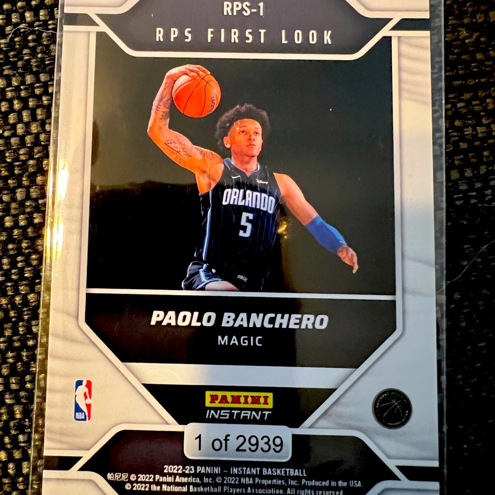 Paolo Banchero RPS rookie card. Orlando Magic